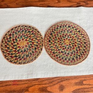 Colorful Woven Round vintage trivets hot pads